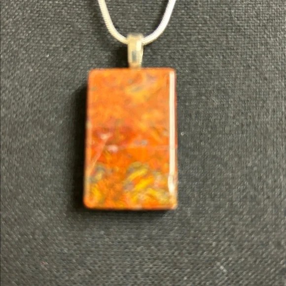 Necklace bloodstone gemstone 925 silver chain. Handmade, New in box - Picture 3 of 6